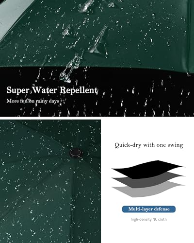 Compact Travel Umbrella, Windproof Auto Open & Close, Lightweight Design | Compact Travel Umbrella, Windproof Auto Open & Close, Lightweight Design - color: Greener