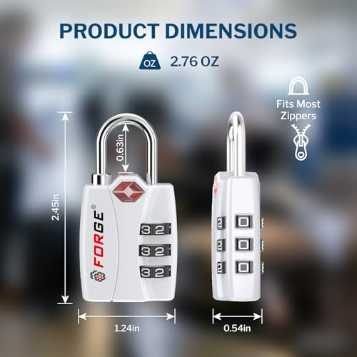Forge TSA Approved Luggage Locks, Open Alert TSA Locks, White Color 2 Pack - color: White 2PK