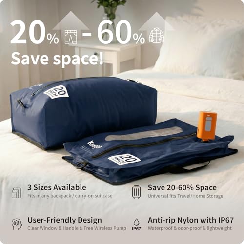 Vacuum Seal Bags for Travel with Pump, Navy, 20+20+28 - color: Navy, size: Fits 26-28 in suitcase