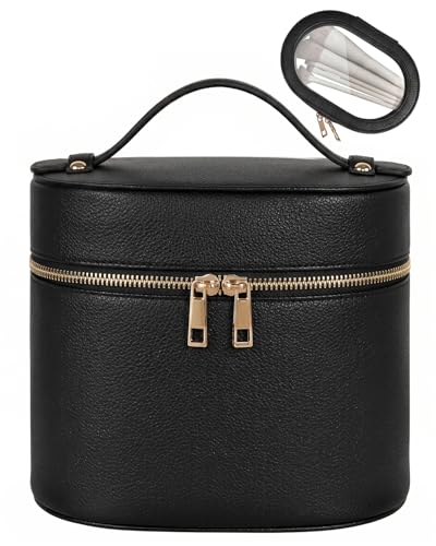 Prite 2 Pcs Makeup Bag Set Travel Cosmetic Case with Clear Pouch for Women - color: Classic Black