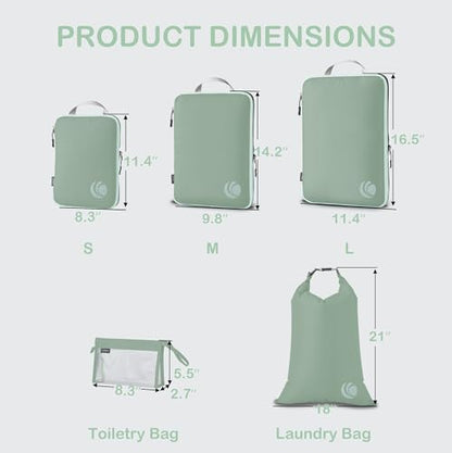 Cipway Compression Packing Cubes for Travel (6 Piece,Sage Green) - color: Sage Green, size: 6PCS