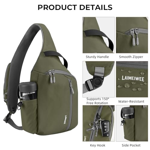 Crossbody Sling Bag, RFID Travel Hiking Sling Backpack, Compact EDC Bag - color: Green