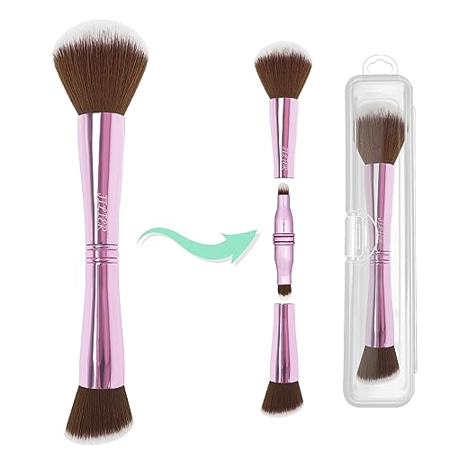 4 in 1 Makeup Brush Set, Travel Makeup Brushes with Case, Foundation Brush/Blush Brush, Eyeshadow Powder Brush,Concealer Brush (pink-plastic case) - style: pink-plastic case