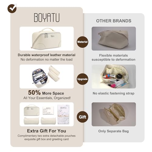 BOYATU Travel Makeup Bag Cosmetic Bags for Women: 3-Piece Makeup Bag Set - color: C-3-White
