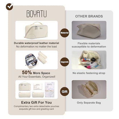 BOYATU Travel Makeup Bag Cosmetic Bags for Women: 3-Piece Makeup Bag Set - color: C-3-White