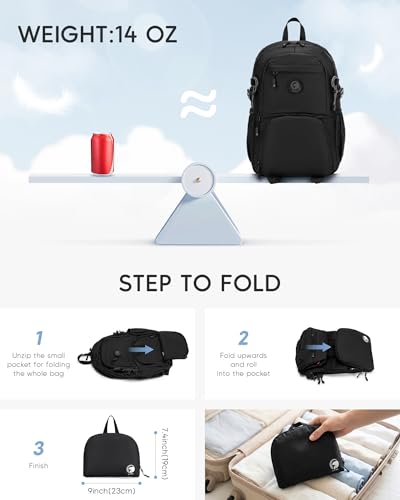 40x30x15 cm Personal Item Travel Bag,16x12x6 inch Small Carry On Backpack 20L, Flight Approved Underseat Travel Luggage Bag,Mochila de Viaje,Cabin Size Lightweight Black