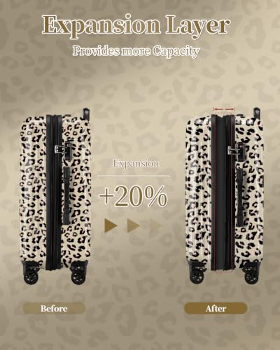 Checked Luggage, Expandable 24 Inch Hardside Suitcase - color: Caramel Leopard, size: M(checked-24")