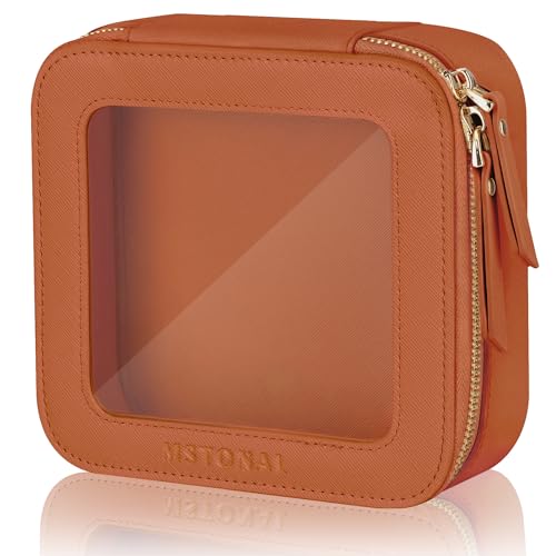 Small Clear Makeup Bag for Purse, Travel Cosmetic Case, Brown, Mini - color: Brown, size: Mini