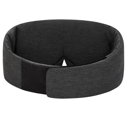 ALASKA BEAR Wraparound Style Organic Cotton Eye Mask with Padded Nose, Big Wide Headband and Large Coverage Ear Muff Sleeping Mask with Bottom Flap for Full Blackout, Dark Grey - color: Dark Grey