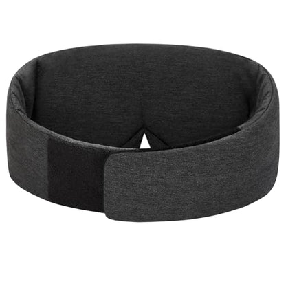 ALASKA BEAR Wraparound Style Organic Cotton Eye Mask with Padded Nose, Big Wide Headband and Large Coverage Ear Muff Sleeping Mask with Bottom Flap for Full Blackout, Dark Grey - color: Dark Grey