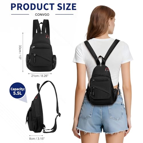 Sling Bag for Men Women,Convertible Crossbody Backpack Chest Bag - color: Black, size: Small