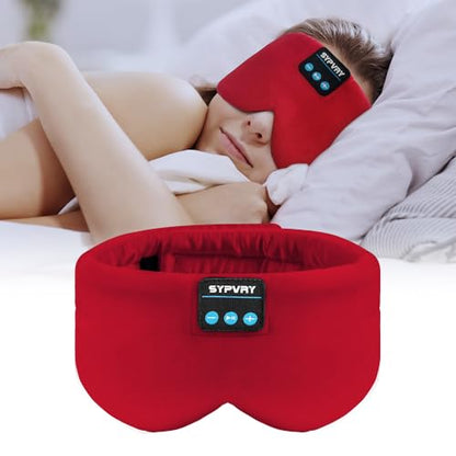 Sleep Mask Bluetooth 5.4 Headphones Soft Wireless Headband Eye Mask Blackout with Microphone (Red) - color: Red