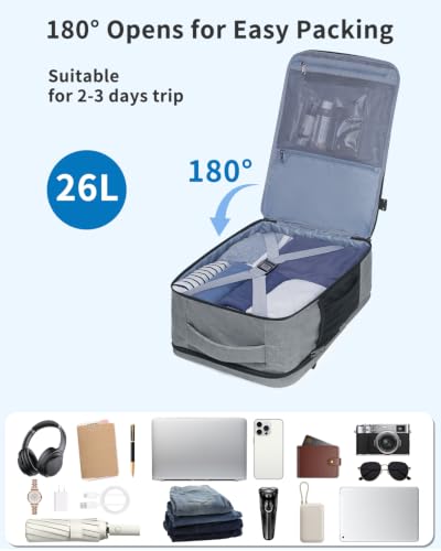 WANDF Personal Item Travel Bag 18x14x8, Carry On Laptop Backpack (Grey) - color: B-grey, size: 18x14x8
