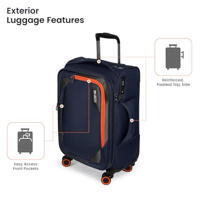 2-Piece(22/28in) Softside Luggage Set w/Front Open Pocket - color: Navy, size: 2-Piece Set (22"/28'')