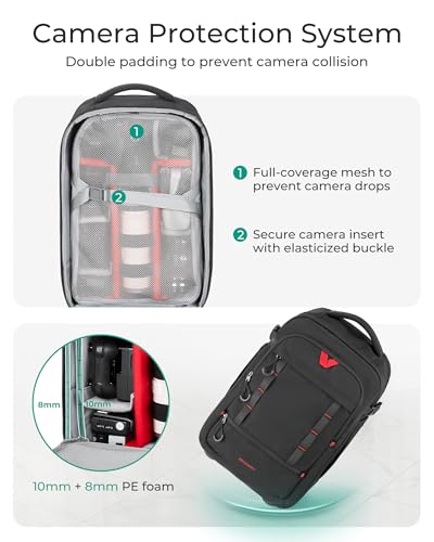 BAGSMART Camera Bag for DSLRs Professional Large Camera Backpacks | Photographic Rolling Case & Travel Suitcase for Travelling Photographers - color: Grey