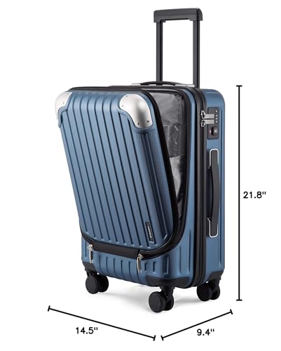 LEVEL8 Carry on Luggage 22x14x9 Airline Approved, 20" Suitcases with Wheels - color: Blue, size: 20 Inch