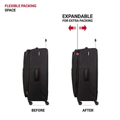SwissGear 4010 Softside Luggage with Spinner Wheels, Black, Checked-Large 27-Inch - size: Checked-Large 27-Inch