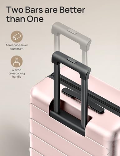 NINETYGO Carry On Luggage 22x14x9 Airline Approved, 20 Inch Luggage with Smooth Spinner Wheels, Expandable, Hard Shell PC Suitcase, Lightweight Travel Luggage, TSA Approved (Pink, Rhine Max) - color: 01-Pink (Expandable), size: Carry-On 20-Inch