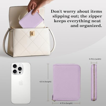 CoBak Passport Holder Cover with Safe Zipper Closure - color: Paisley Purple