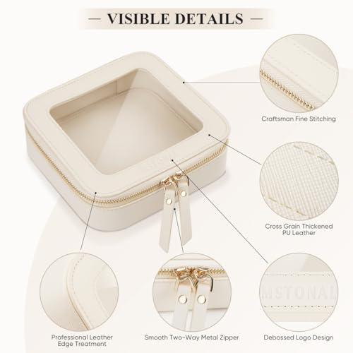 Small Clear Makeup Bag for Purse, Travel Cosmetic Case, Beige, Mini - color: Beige, size: Mini