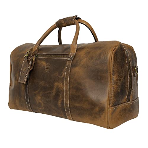 Handmade Leather Travel Duffel Bag - Airplane Underseat Carry On Bags by Rustic Town - color: Brown