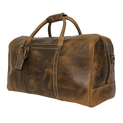 Handmade Leather Travel Duffel Bag - Airplane Underseat Carry On Bags by Rustic Town - color: Brown
