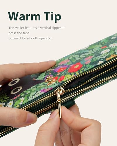 Cat Floral Women's Wallet,Thin RFID Card Holder with Zipper Pocket - color: Cat, size: Bifold