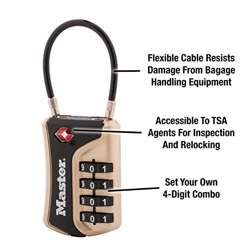 Master Lock 4697D Set Your Own Combination TSA Approved Luggage Lock, 1 Pack, Colors May Vary - style: 1 Pack, Color May Vary