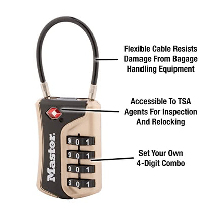 Master Lock 4697D Set Your Own Combination TSA Approved Luggage Lock, 1 Pack, Colors May Vary - style: 1 Pack, Color May Vary