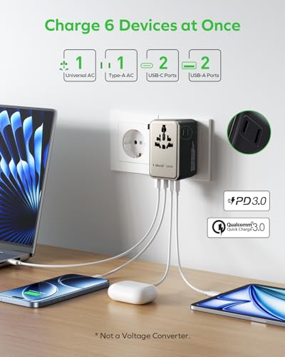 MOMAX 100W Universal Travel Adapter 6-in-1 GaN International Power Adapter - color: Titanium, size: 100W
