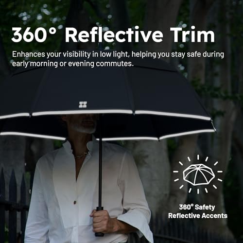 Weatherman Umbrella - Stick Umbrella - Windproof Umbrella Resists Up to 55 MPH Winds (Navy Blue) - color: Navy Blue