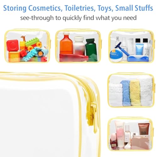 PACKISM Clear Makeup Bag for Travel - TSA Approved Toiletry Bag, Yellow - color: Light Yellow 3 Pack, size: Medium Set (Standard)
