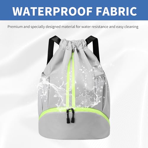 JELUTAR Drawstring Backpack Gym Bag with Shoes Compartment, Grey - color: Grey, size: Large