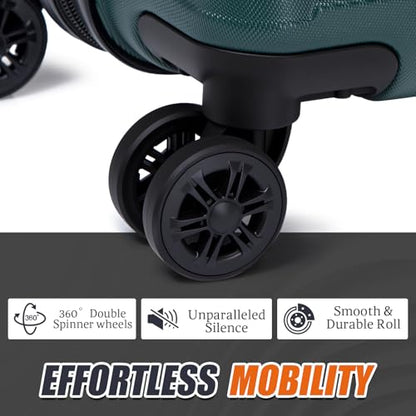 Cosbarn Luggage Sets Hardshell 5 Piece Durable Suitcases with Wheels - color: DarkGreen