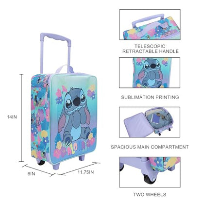 Bioworld Lilo & Stitch Aloha Stitch 14" Youth Blue Soft Sided Luggage - color: Lilo & Stitch Aloha Stitch