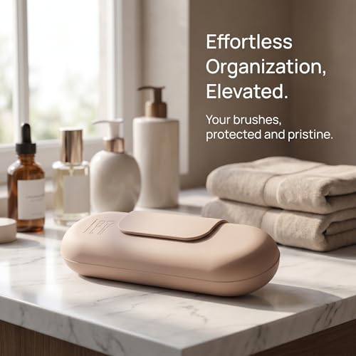 Soft Silicone Travel Makeup Brush Holder(Khaki) - color: Khaki