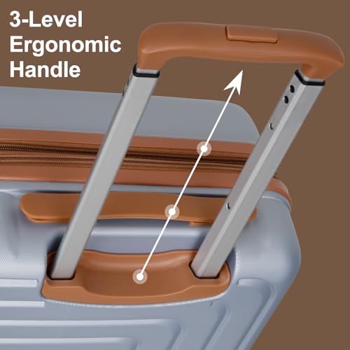 Romswi 3-Piece Set Expandable Luggage Set 20/24/28 Inch, PC+ABS Hardshell Suitcases with YKK, Durable Lightweight Suitcase Set with TSA Lock & Dual Spinner Wheels, Silver - color: Silver