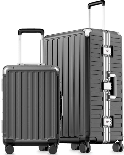 LUGGEX 2-Piece Zipperless Luggage Set, 20/28 Inch, Charcoal Metallic - color: Charcoal Metallic, size: 2 Piece Set（20/28）