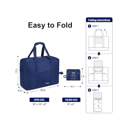 Foldable Travel Duffle Bag with Trolley Sleeve 40L Travel Bag - color: Blue