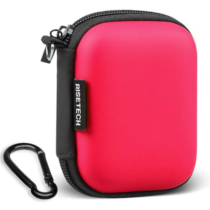 Earbud Case, RISETECH Earphone Case Holder Hard EVA Headphone Small Zipper Pouch Compatible with Beats Fit Pro, TOZO T6, Bose Soundsport, EarPods, AirPods, Sony Wired Earbuds with Keychain -Red - color: Red