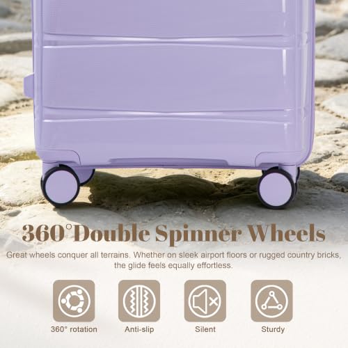 Merax Luggage Set,3 Piece Hardside Suitcase Set,20/24/28inch Luggage - color: 08Purple, style: 20/24/28