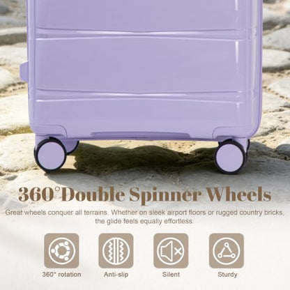 Merax Luggage Set,3 Piece Hardside Suitcase Set,20/24/28inch Luggage - color: 08Purple, style: 20/24/28