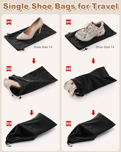4 Pcs Single Shoe Bags for Travel, Velvet Bag, Black Beauty, 17.3x8.6 Inch - color: Black Beauty, size: 17.3"x8.6"