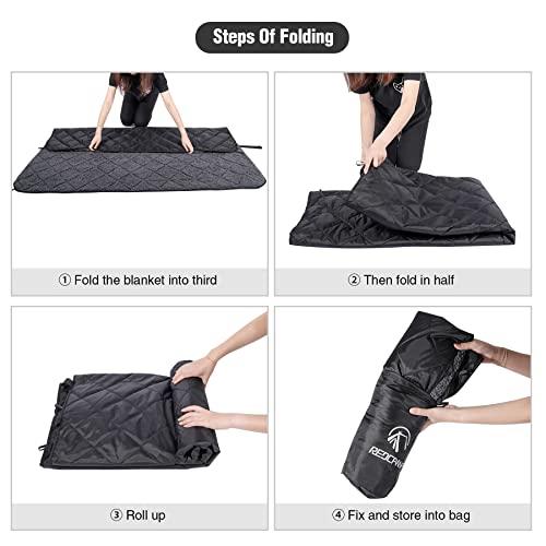 REDCAMP Large Camping Blanket with Sherpa Lining, Black 59"x50" - color: Black, size: 50"x 59"