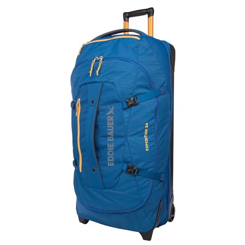 Eddie Bauer Expedition Rolling Duffel Bag with Wheels - True Blue, 34" - color: True Blue, size: 34" (Check-In)