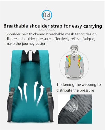 Ultra Packable Hiking Backpack, Foldable Travel Daypack, 25L - color: Lake Blue