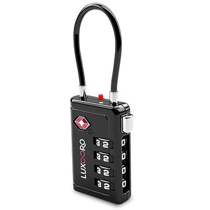 TSA Approved Luggage Lock with Alert Indicator, 4-Digit Resettable Combination, Durable Zinc Alloy Travel Lock for Suitcase, Backpack, Toolbox, Locker, All-Purpose, keyless – Black (1 Pack) - color: Black 1 Pack