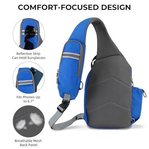 Crossbody Sling Bag, RFID Travel Hiking Sling Backpack, Compact EDC Bag - color: Blue