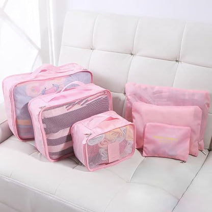 12 Set Travel Packing Cubes Luggage Packing Bags Reusable Lightweight Suitcase Organizer Cubes Set for Travel Accessories (Sky Blue+Pink) - color: sky blue+pink