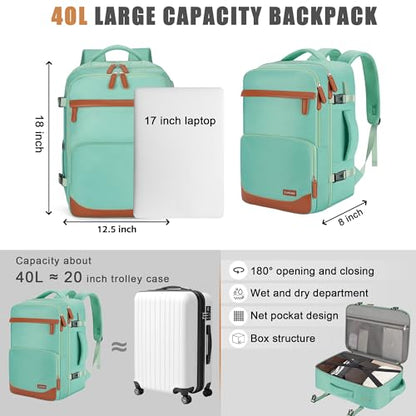 40L Travel Backpack, Flight Approved Carry On Laptop Backpack - color: Green, size: Large